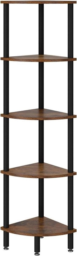 Supporto angolare industriale display angolare per libri per salotto camera da letto cucina ufficio casalingo marrone - 5 strati (WBC010H)