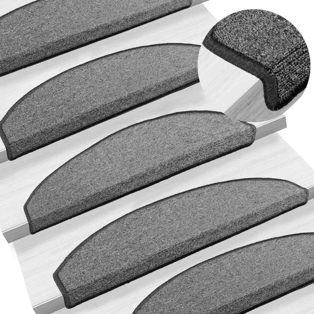 Tappetini per scale autoadesivi 15 pcs Grigio Scuro