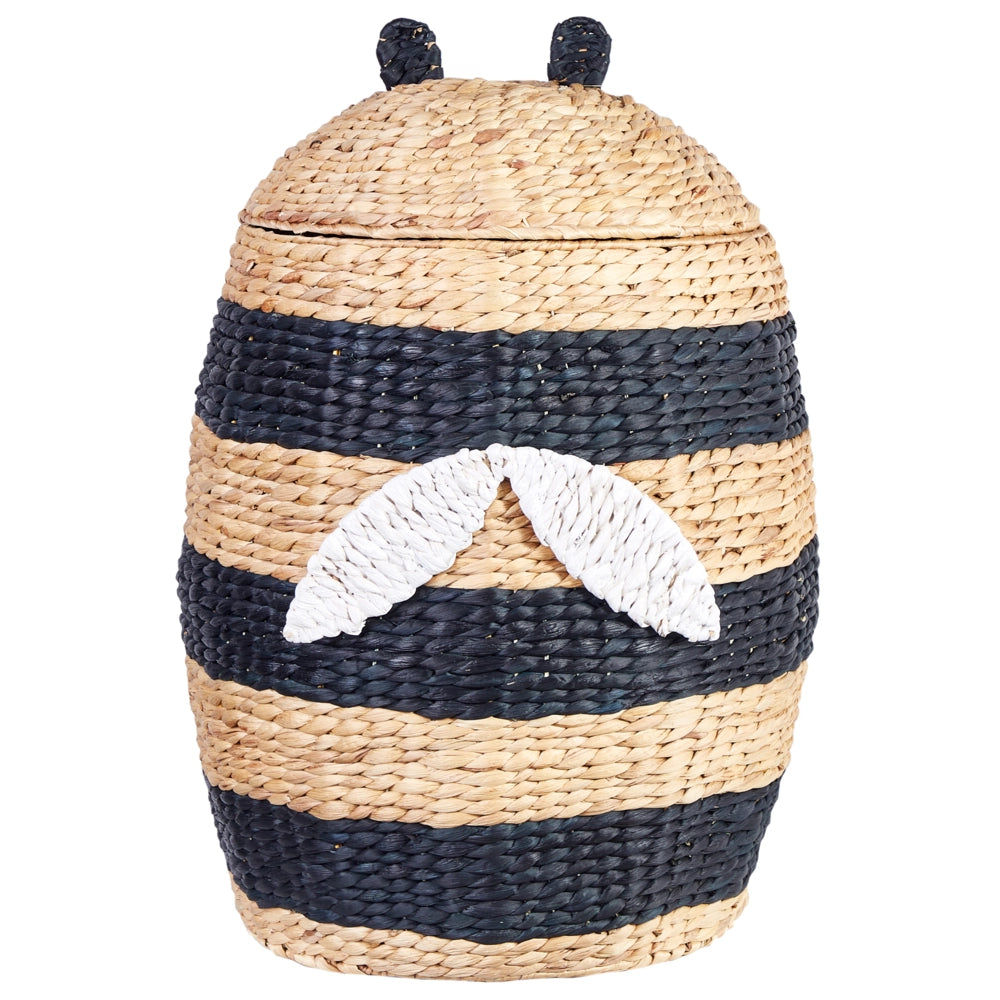 Cesto di vimini naturale nero giacinto d\'acqua intrecciato con coperchio Cesto per giocattoli Accessori per la camera dei bambini