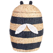 Cesto di vimini naturale nero giacinto d\'acqua intrecciato con coperchio Cesto per giocattoli Accessori per la camera dei bambini