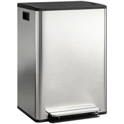 PATTUMIERA A PEDALE CON 2 SCOMPARTI DA 30L, COPERCHIO AMMORTIZZATO E SECCHI RIMOVIBILI, ACCIAIO INOX, ARGENTO