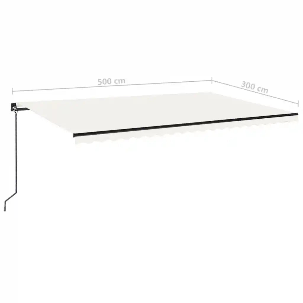 Tenda da Sole Retrattile Manuale con LED 500x300cm Crema 3069142