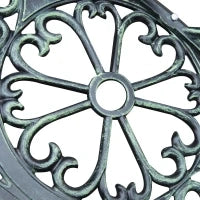Panca da Giardino 2 Posti in Ghisa e Alluminio, Stile Rétro con Decorazioni Floreali, Resiste alle Intemperie