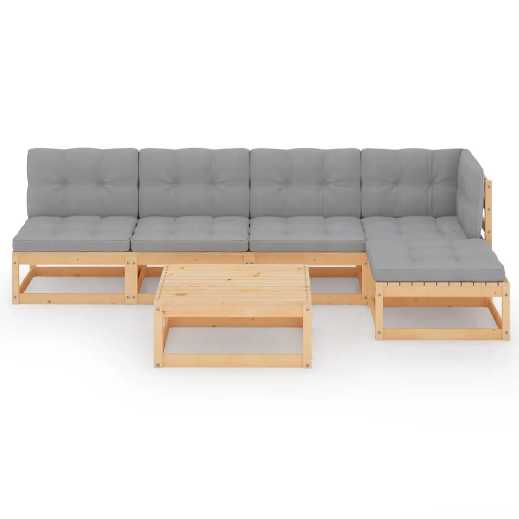 Set Divani da Giardino 6 pz con Cuscini Legno Massello di Pino 3076569