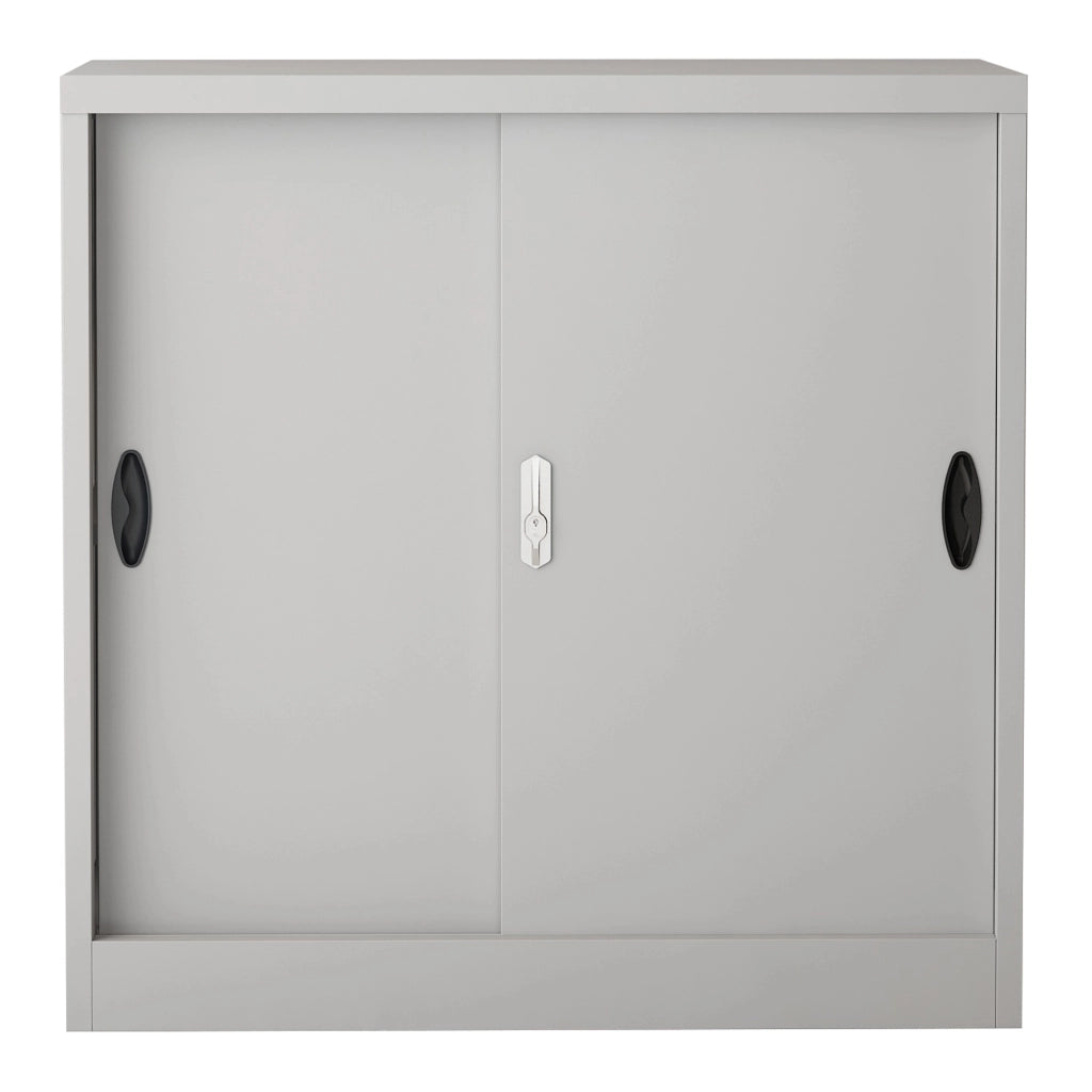 Armadietto da Ufficio Rieti 90x40x90 cm Ante Scorrevoli - Grigio chiaro [en.casa]