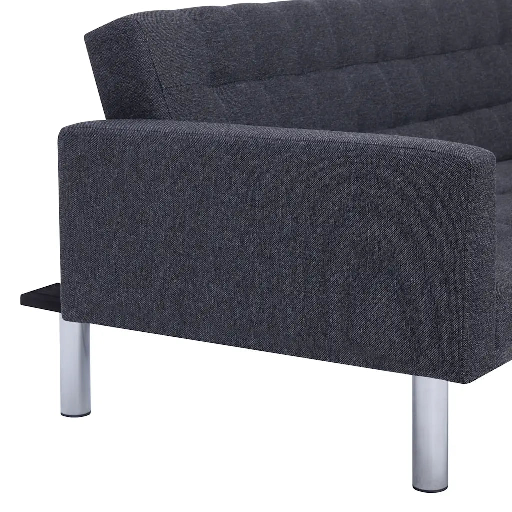 Divano letto a L grigio scuro in poliestere 282304