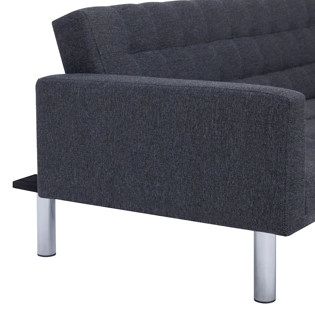 Divano letto a L grigio scuro in poliestere 282304