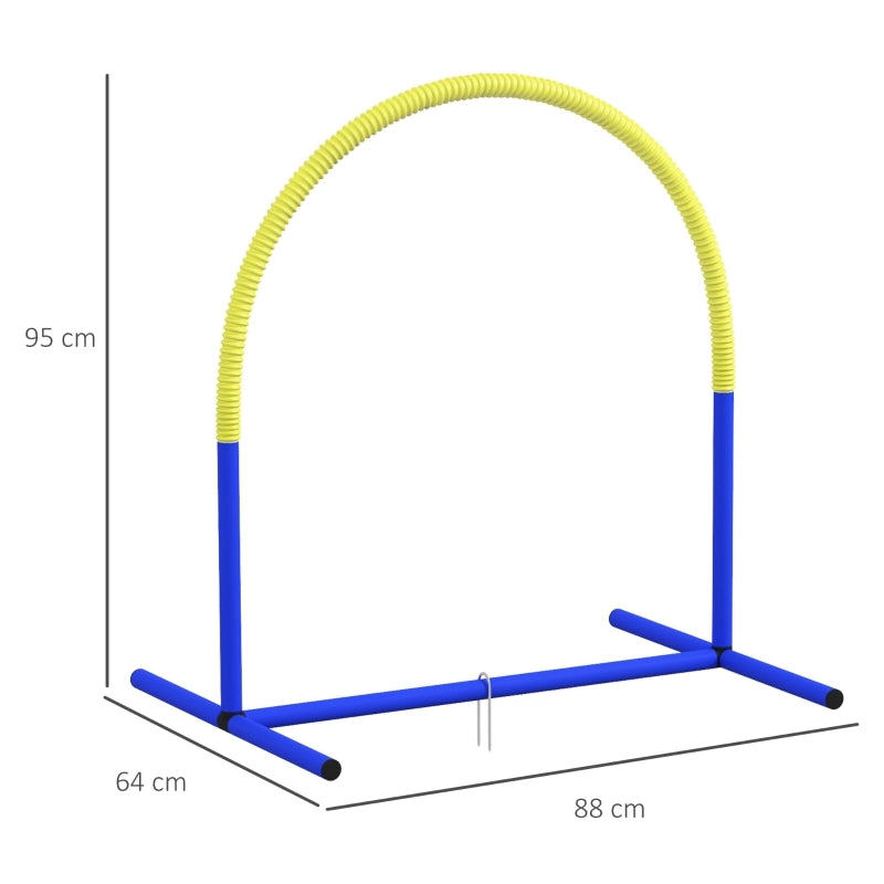 Giochi da arrampicata set agility per cani con 4 archi e borsa da trasporto in ABS blu 88 × 64 × 95 cm