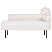 Chaise longue lato destro in tessuto bianco sporco rivestimento idrorepellente gambe in metallo design moderno per soggiorno