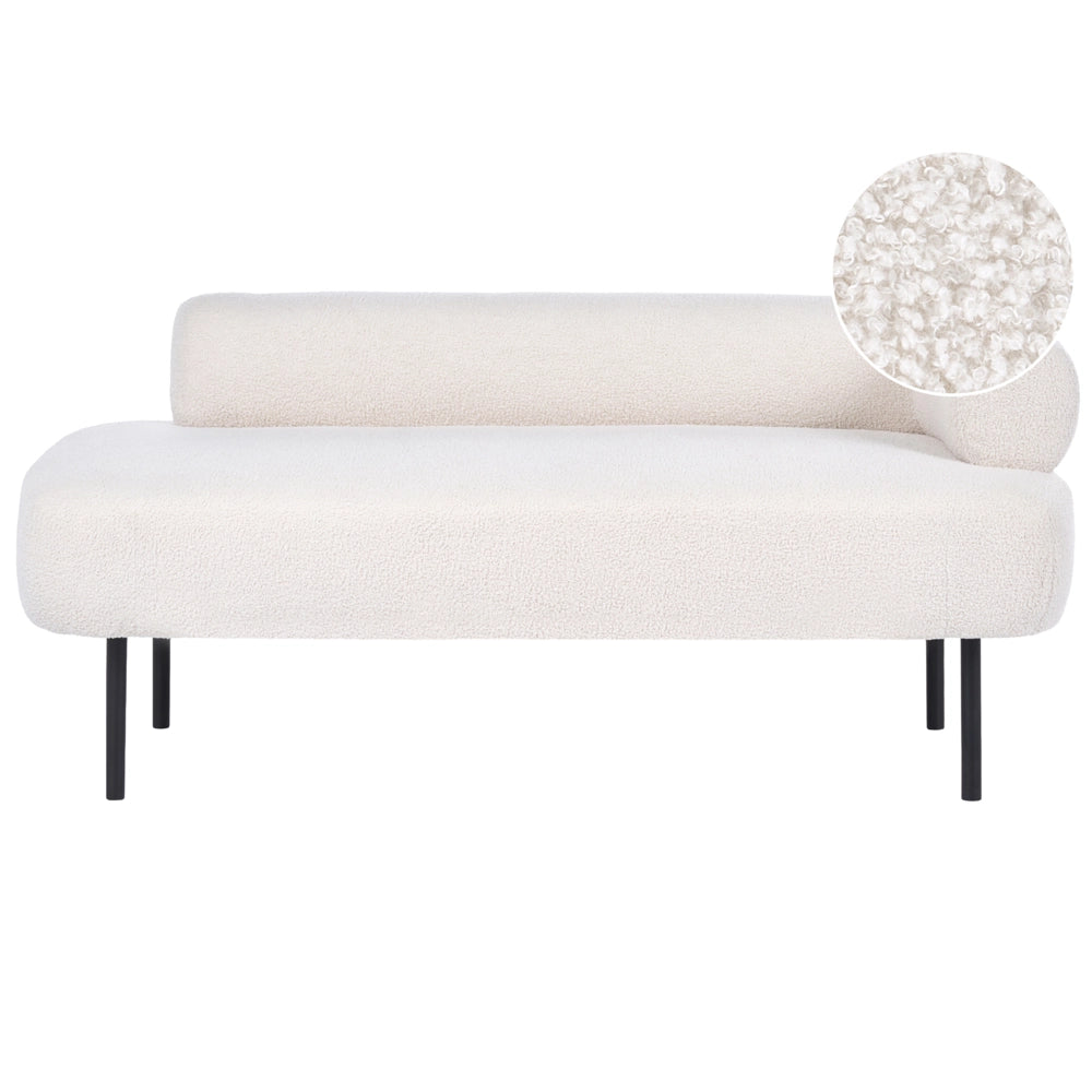 Chaise longue lato destro in tessuto bianco sporco rivestimento idrorepellente gambe in metallo design moderno per soggiorno