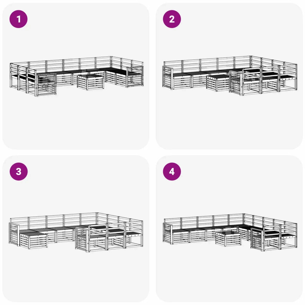 Set di divani da esterno 11 pcs Bianco 59 x 59 x 37 cm 3392634