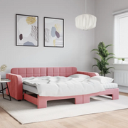 Divano Letto Estraibile con Materassi Rosa 90x200 cm Velluto 3196956