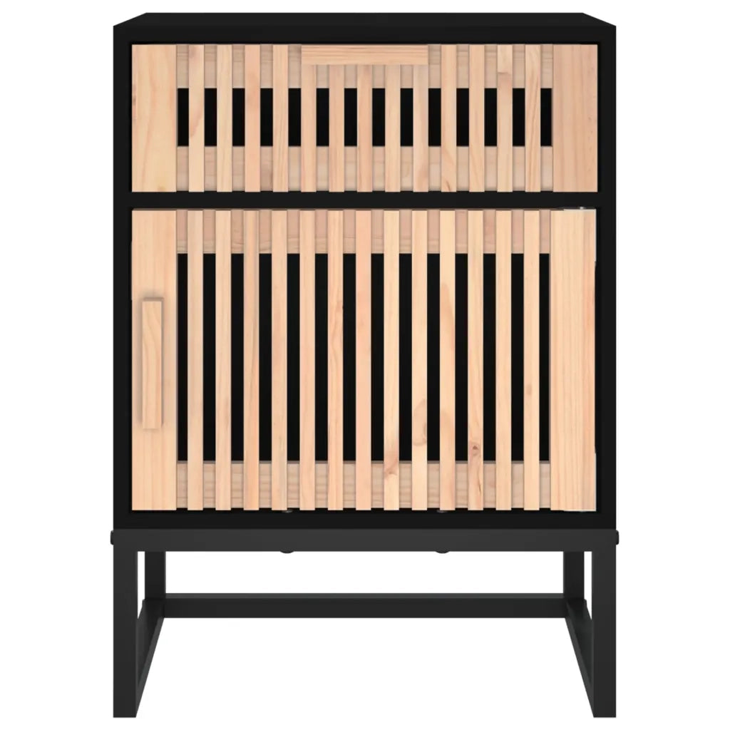 Comodini 2 pz-Set di 2 Tavolino da notte Neri 40x30x55,5 cm Legno Multistrato e Ferro