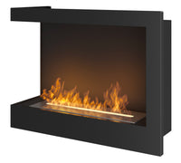 Camino a Bioetanolo da Incasso 60x45 cm Corner 600 Left Sinistro Nero con Vetro