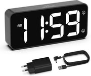 Orologio digitale con cavo – Orologio digitale – Camera da letto – Comodino – Orologio LED – Orologio da tavolo – Orologio da parete – Orologio da notte – Orologio da camera da letto con cavo elettrico