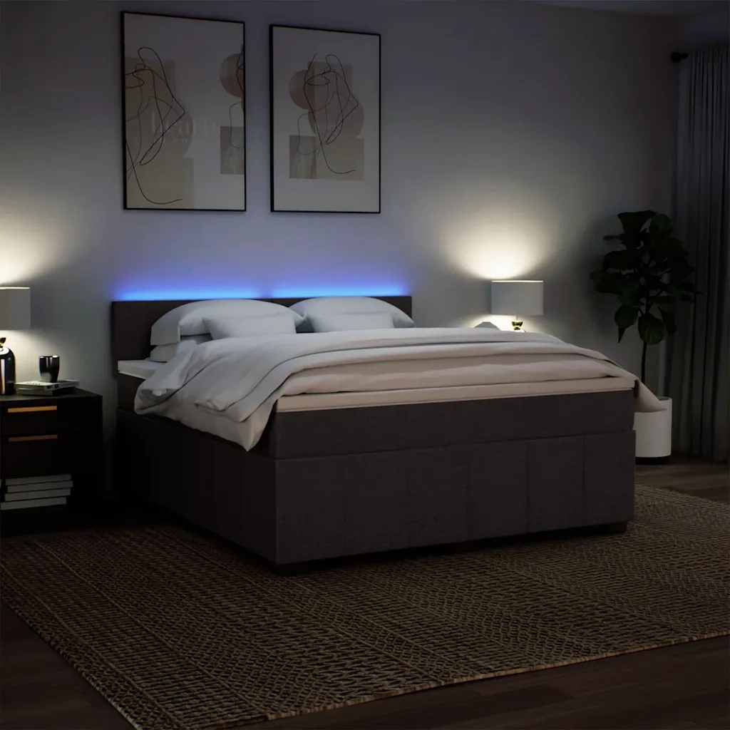 vidaXL Giroletto a Molle con Materasso Marrone Scuro 180x200cm Tessuto