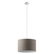 Lampada a Sospensione Vivien Rossini Group con Paralume Cilindrico Tortora - Struttura in Metallo Bianco - Attacco E27, Potenza 75W, IP20