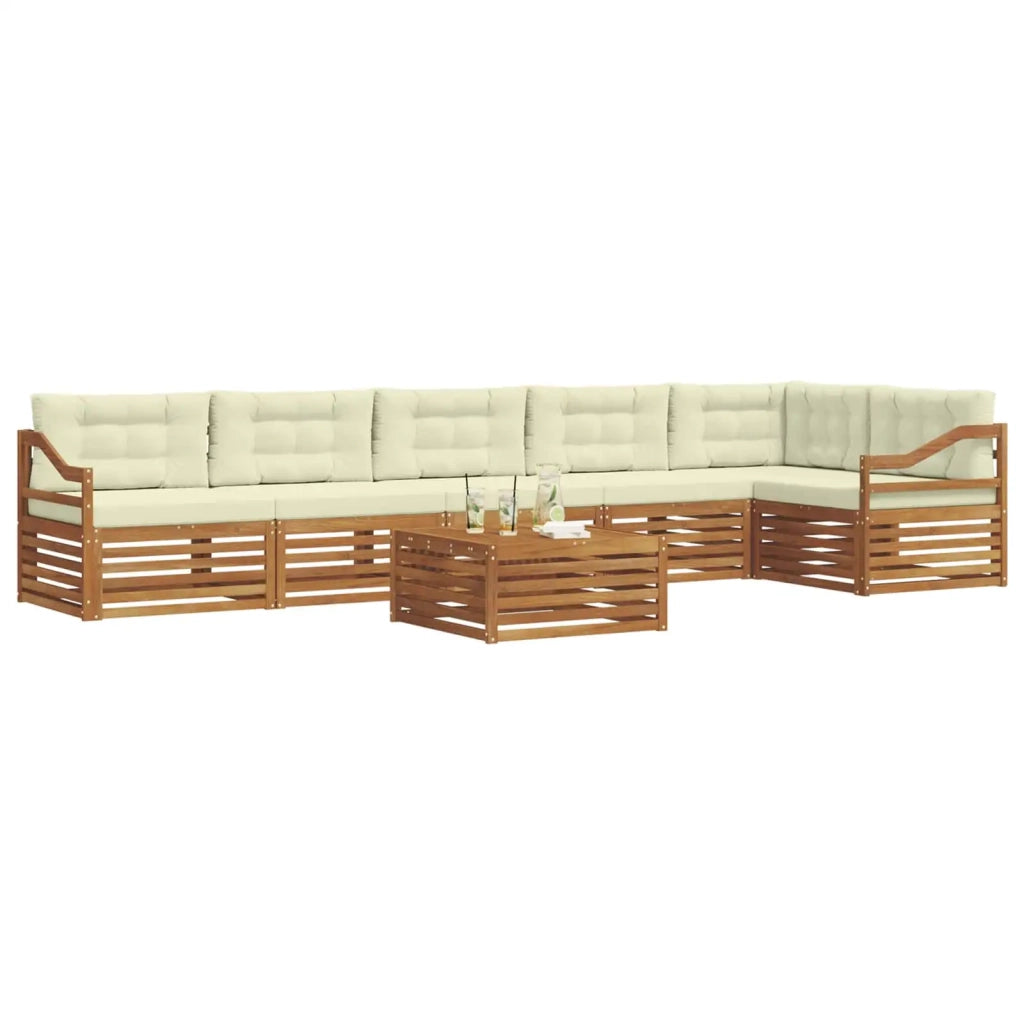 Set di divani da esterno con cuscino 7 pcs Naturale e Crema