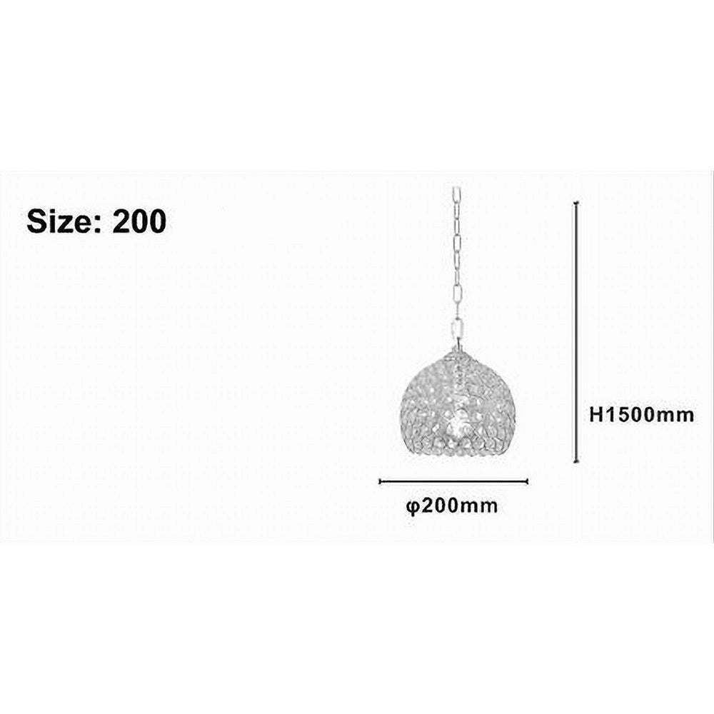 Trade Shop - Lampadario Sospeso Tondo Cupola Lampada Mezza Sfera Cristalli Luce E27 Argento 32378 -