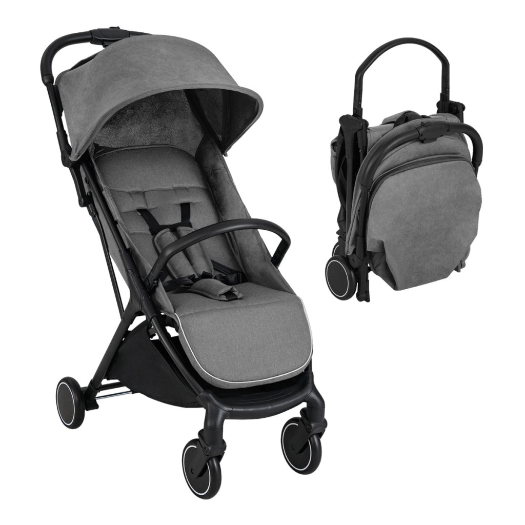 Passeggino leggero per bambini piegatura con una mano, Passeggino portatile con schienale reclinabile Grigio-Passeggini per bimbi