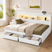 Tagesbett 90x200 cm con luce LED, USB e cassetti