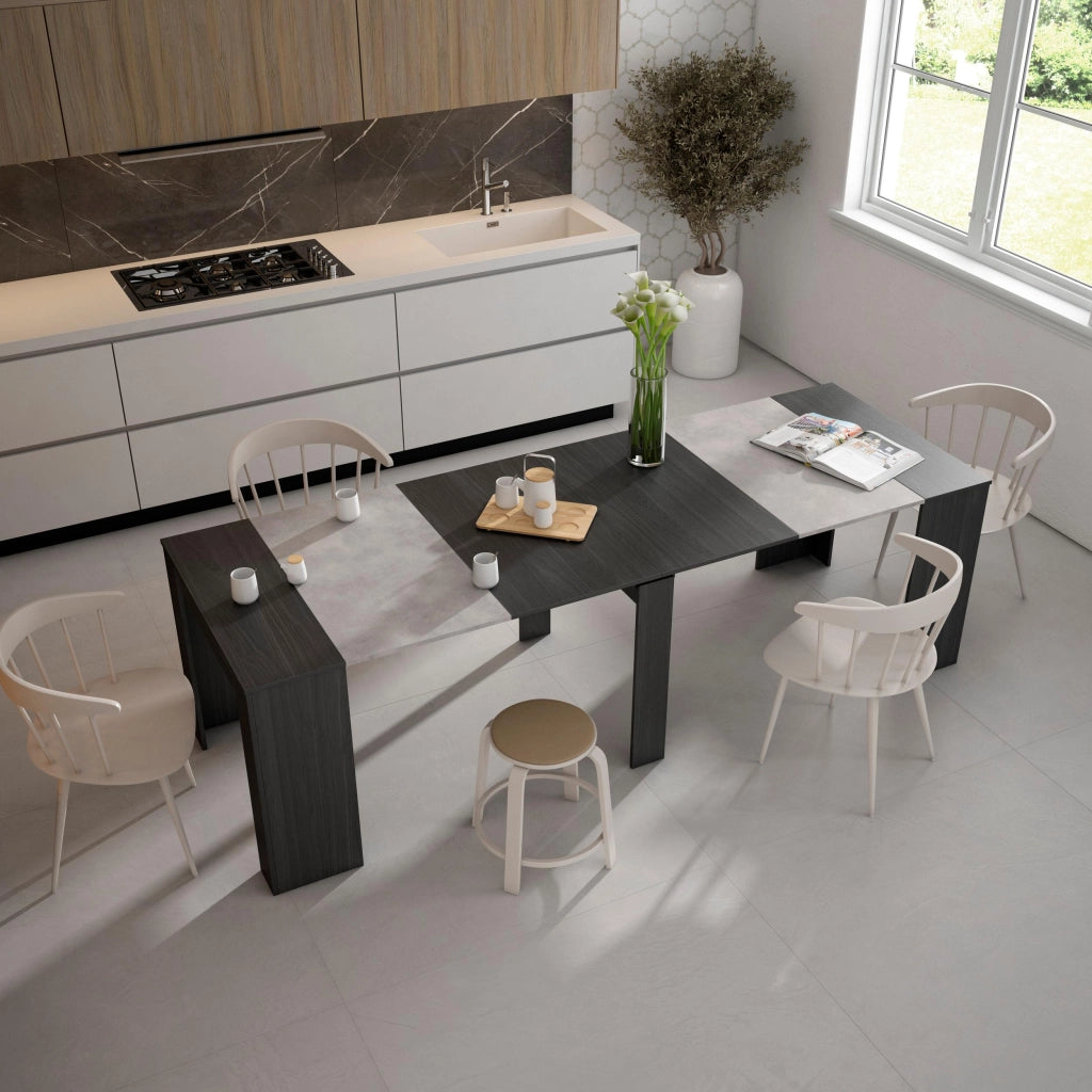 Consolle allungabile, 262x90x77cm, Per 12 persone, Tavolo da pranzo, Nero RF2634