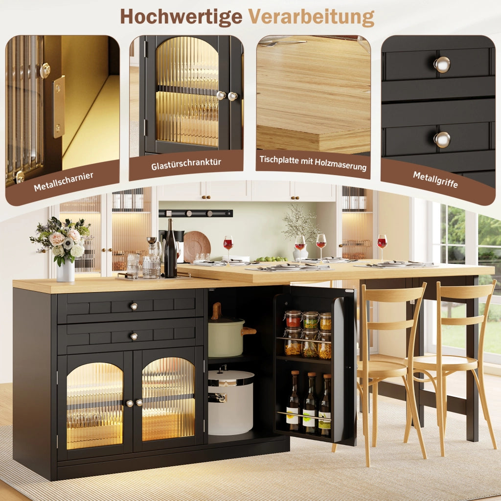 TAVOLO da cucina estensibile girevole 120-194 cm MDF nero