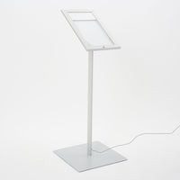 Espositore a Leggio con Piantana 29x47,7x2,3 cm in Alluminio con Led Porta Menù Silver
