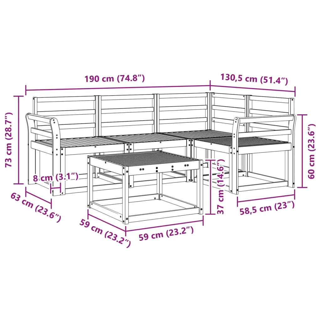 Set di divani da esterno 5 pcs Bianco 59 x 59 x 37 cm 3387593