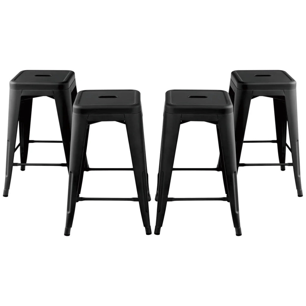 Set di 4 sgabelli da bar impilabili 41 x 41 x 61 cm portata 150 kg stile industriale metallo nero 20_0018103