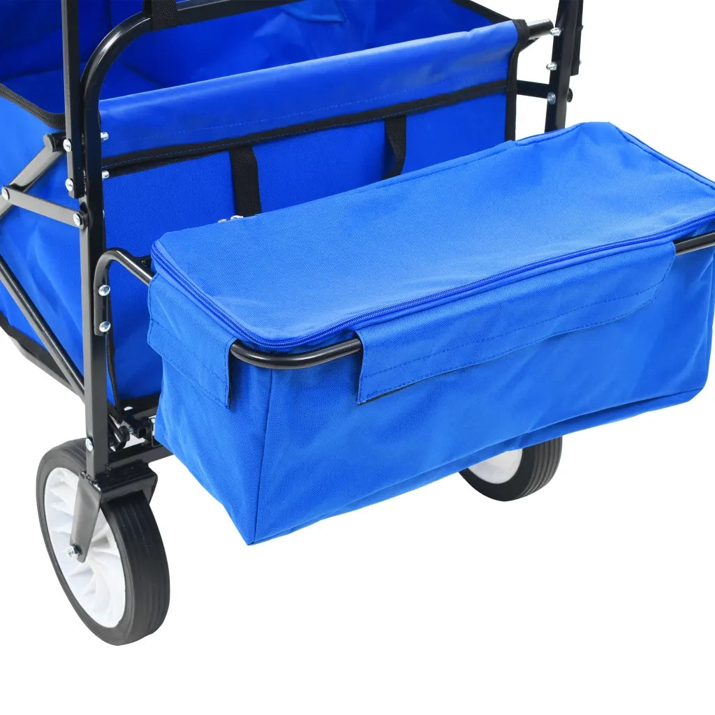 Carrello Pieghevole a Mano con Tettuccio in Acciaio Blu