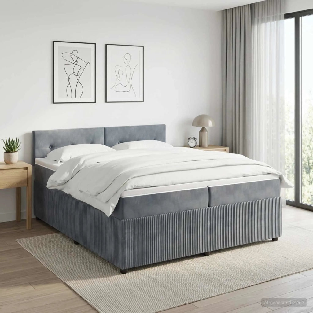 Letto box spring con materasso Grigio Scuro 200 x 200 cm 3453210
