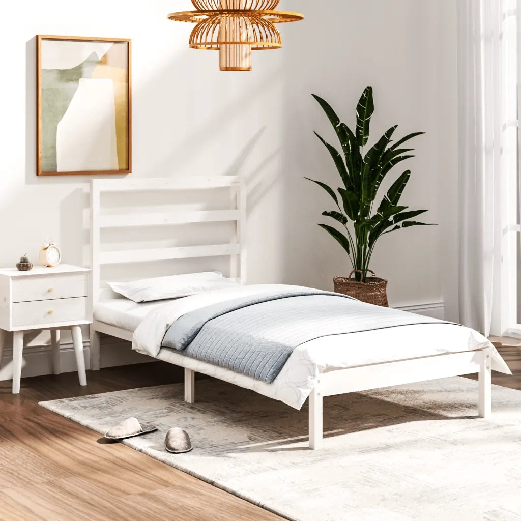 Giroletto-Struttura Letto Bianco in Legno Massello 90x190 cm Single 901584
