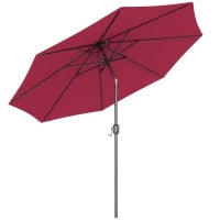 Ombrellone da Giardino 3x2.5 m Inclinabile con Palo Smontabile, in Metallo e Poliestere Rosso Scuro