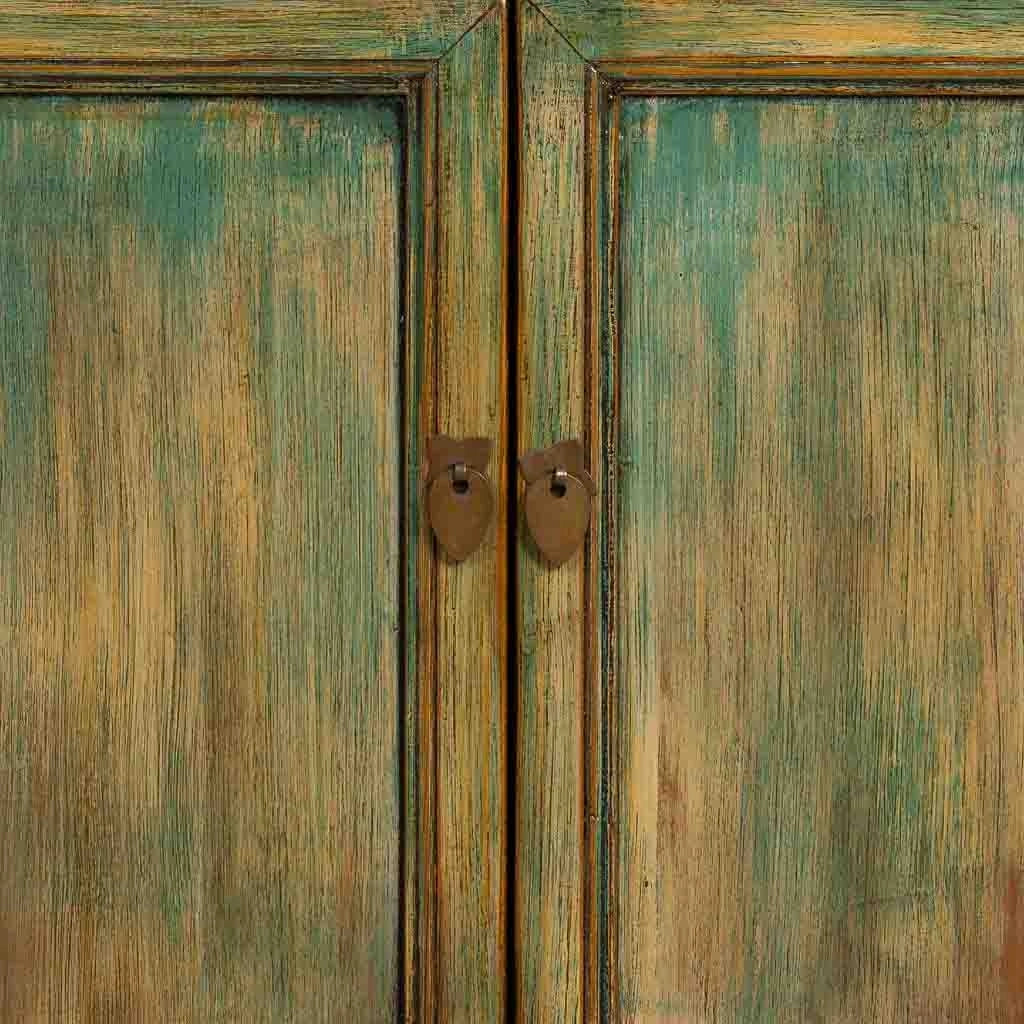 Mobile da ingresso in legno verde invecchiato 115x45x95h cm