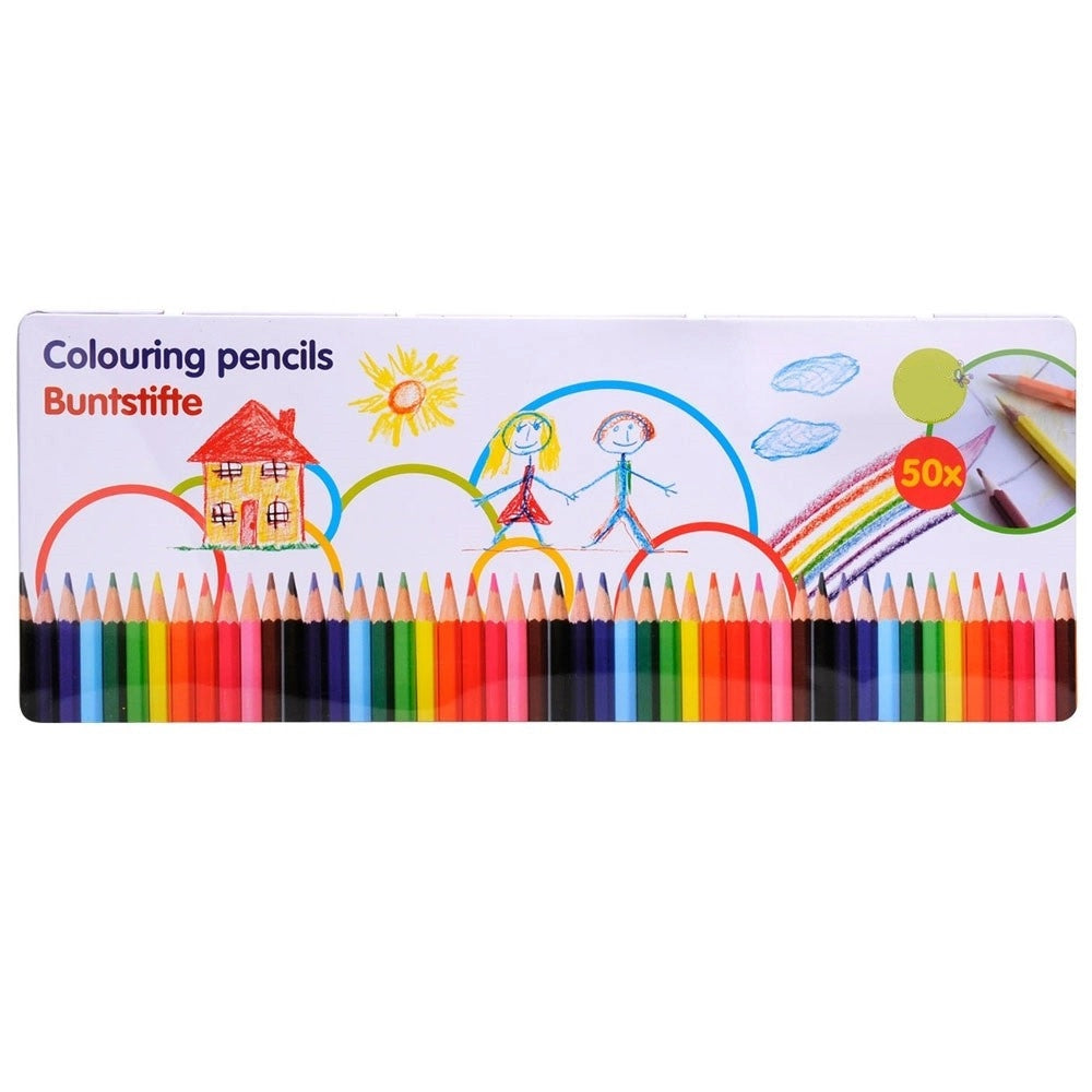 Trade Shop - Set Pastelli Colorati 50 Pz. Matite In Legno Per Colorare Bambini Scuola Disegno -