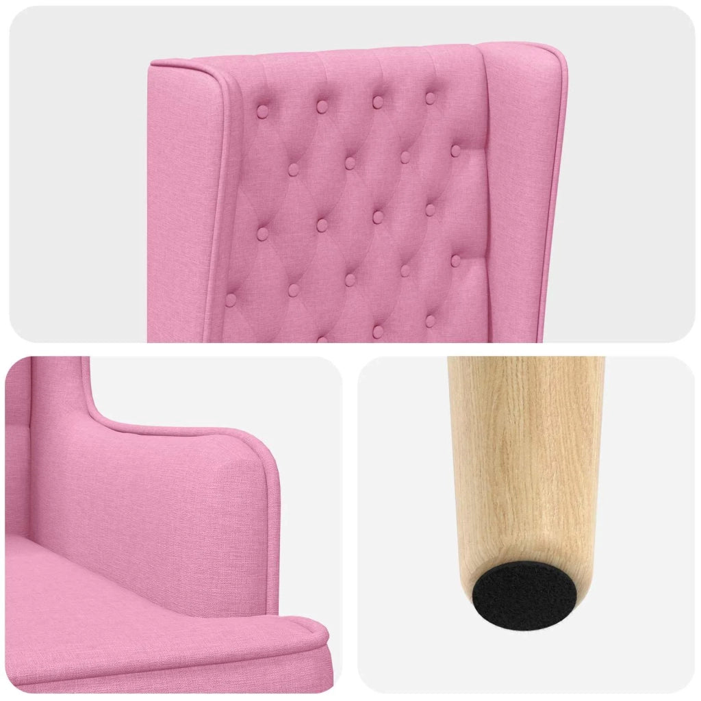 Sedia a schienale alto trapuntata a bottoni Rosa Tessuto 42042490