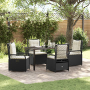 Set da Pranzo da Giardino 5 Pezzi Rattan Polimerico Nero