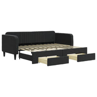 Divano Letto Estraibile con Cassetti Nero 90x200 cm in Velluto 3197115