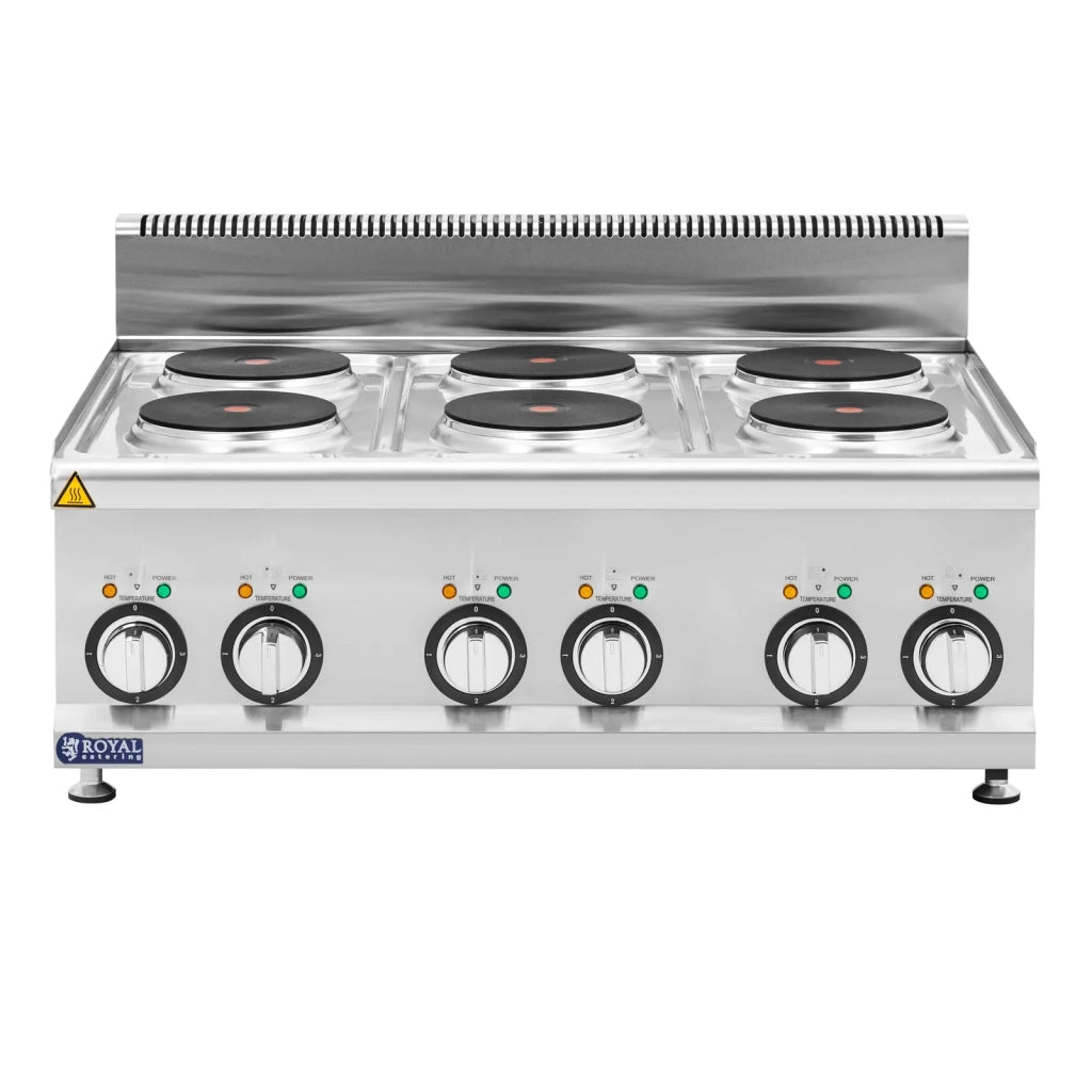 Cucina elettrica professionale 12 kW 6 fuochi 90 x 65 cm acciaio inox 14_0008809