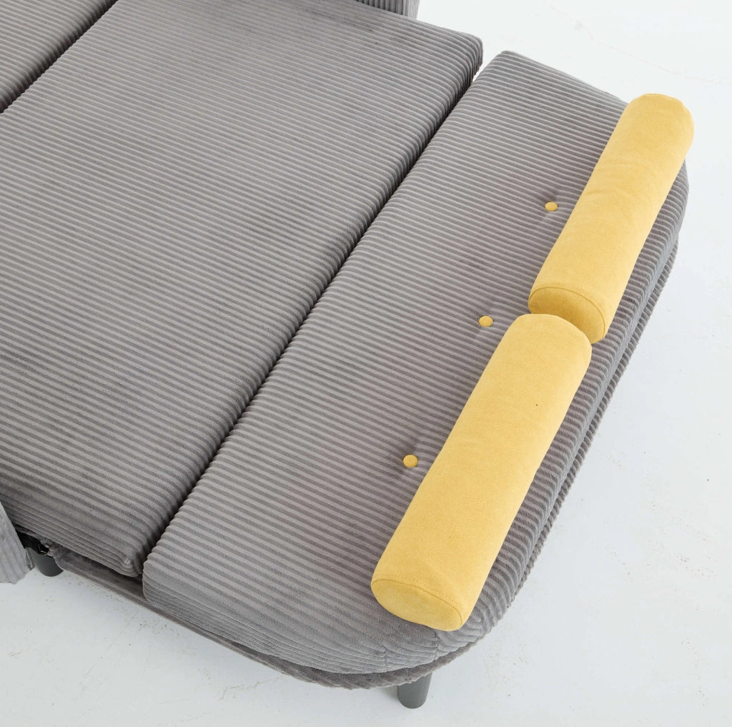 Divano Loveseat in Velluto Grigio con Contenitore, Letto e Poltrona Relax