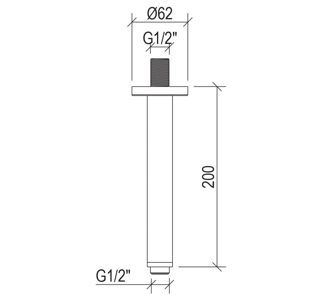 Braccio Doccia a Soffitto Lungo 20 cm Tevere