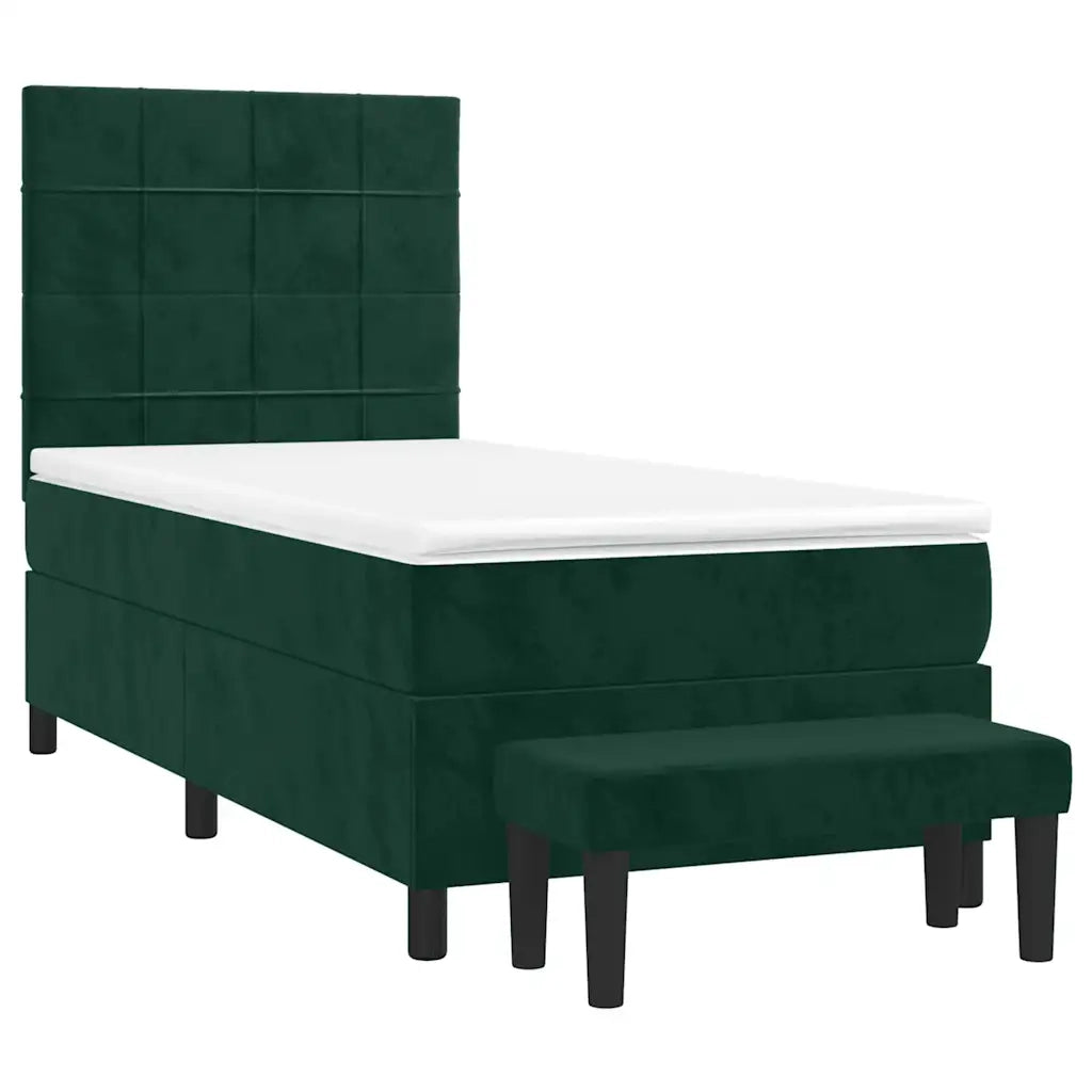 Giroletto a Molle con Materasso Verde Scuro 90x190 cm Velluto 3137818