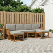 Set di divani da esterno 6 pcs Naturale e Grigio Chiaro