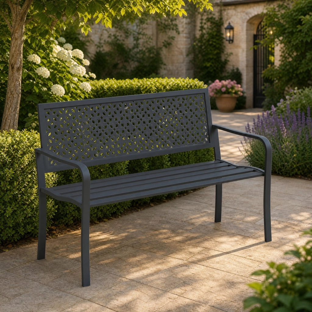 PANCHINA 2 posti in acciaio 127 x 61 x 85 cm grigio scuro