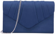 Borsa a Tracolla Elegante in Suède per Donna, Tasca a Mano Classica con Cerniera (Blu)