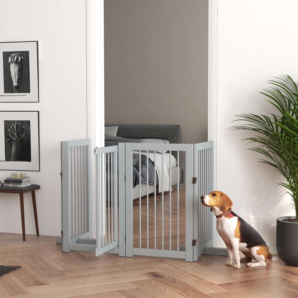Cancello per Cani ¨C zephmum ¨C Legno, Grigio, 220x36x91cm