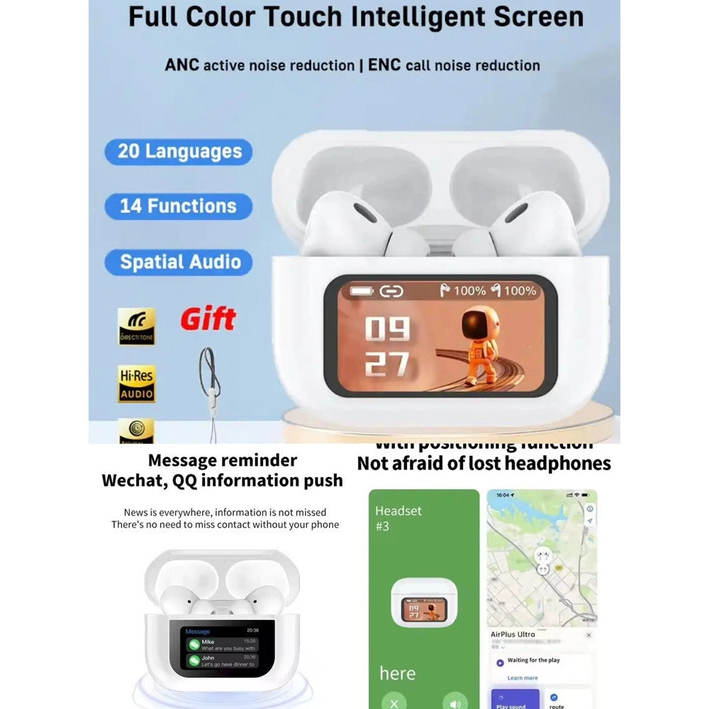 Trade Shop - Cuffie Bluetooth Auricolari Wireless Tecnologia Anc/enc Con Display Intelligente Touch -
