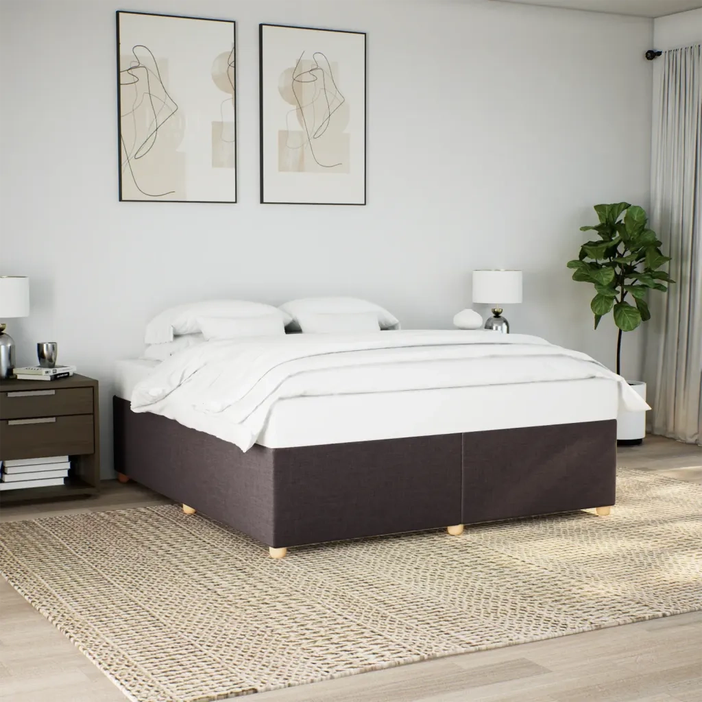Letto matrimoniale | Letto per adulti | Giroletto senza Materasso Marrone Scuro 200x200 cm in Tessuto