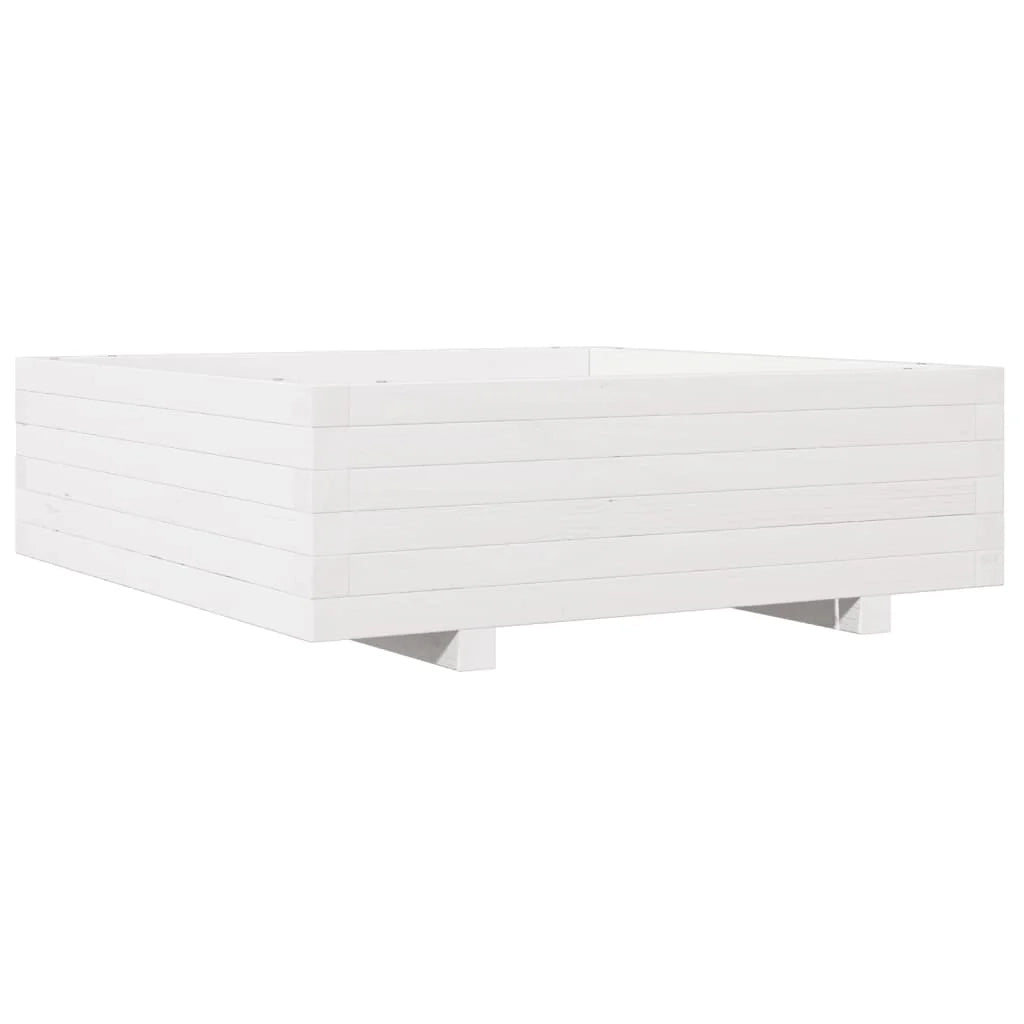Fioriera rialzata per piante fiori terrazza giardino 80 x 80 x 26,5 cm legno di pino massiccio bianco 02_0037893